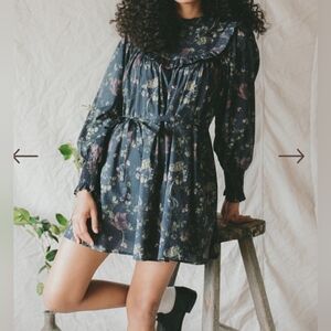 NWT Christy Dawn Bibbed Black Floral Heather Dress (M)